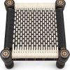 White and black woven wooden Khatli stool professional front view