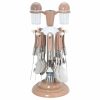 MARUTI Stainless Steel 24-piece cutlery set with brown handles and revolving stand