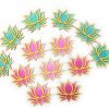 Multicolor Lotus MDF Wooden Cutout – Single Piece Assorted Assorted lotus MDF wooden cutouts in pink and blue for Diwali rangoli decoration