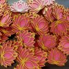 Multicolor Lotus MDF Wooden Cutout – Single Piece Assorted Pink lotus MDF wooden cutout assorted colour example for festive rangoli and Diwali decor
