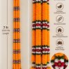 Orange Artificial Marigold Flower Long Toran – 7 ft Orange artificial marigold flower long toran with red and white accents, 7 ft