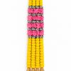 Pink and Yellow Artificial Flower Garland with Gold Bells – 7 ft Pink and yellow artificial flower garland with four gold bells, 7 ft