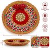 Red & Gold Decorative Pooja Thali with Bowls – 27cm Red and gold decorative pooja thali with two bowls, 27 x 27 x 3 cm