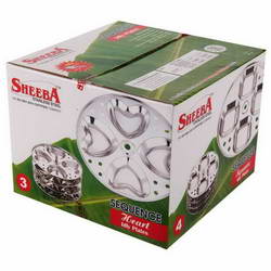 Detail view of the polished Stainless Steel square idli stand