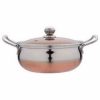 SONU Stainless Steel and copper Mango serving dish with vented glass lid