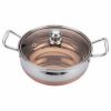 Side view of the SONU Stainless Steel Mango serving dish with stay-cool handles