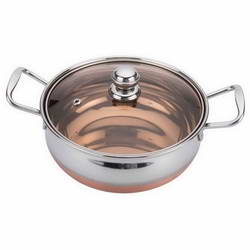 Side view of the SONU Stainless Steel Mango serving dish with stay-cool handles