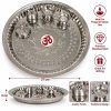 Stainless Steel Om Pooja Thali Set – 27cm Stainless steel Om pooja thali set with traditional accessories, 27 x 27 x 3 cm