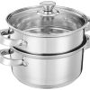 4L stainless steel steamer with glass lid and induction base for momo and modak