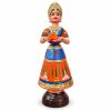 Tanjore Thalayatti Pommai Woman with Flower – 39 cm Tanjore Thalayatti Pommai woman holding orange flower 39 cm