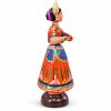 Tanjore Thalayatti Pommai woman with flower 39 cm side view