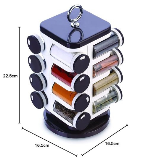 Tiered countertop spice rack with 12 masala storage containers