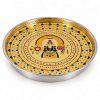 Tirupati Balaji Decorative Stainless Steel Pooja Thali – 31 cm Angled side view of 31 cm Tirupati Balaji pooja thali showing 3 cm height