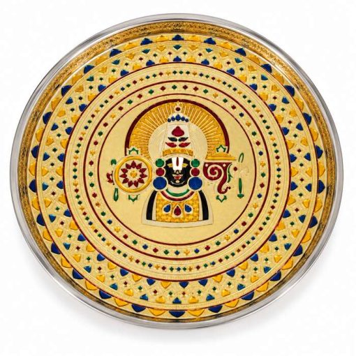 Top view of Tirupati Balaji decorative pooja thali