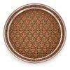 Traditional Embossed Stainless Steel Pooja Thali – 31 cm Traditional embossed stainless steel pooja thali with bronze-gold pattern, 31 cm
