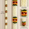 White artificial flower long toran garland with multicolour floral accents, 7 ft