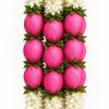 White Artificial Flower Garland with Pink Lotus Buds – 7 ft Close-up of white artificial flowers and pink lotus buds
