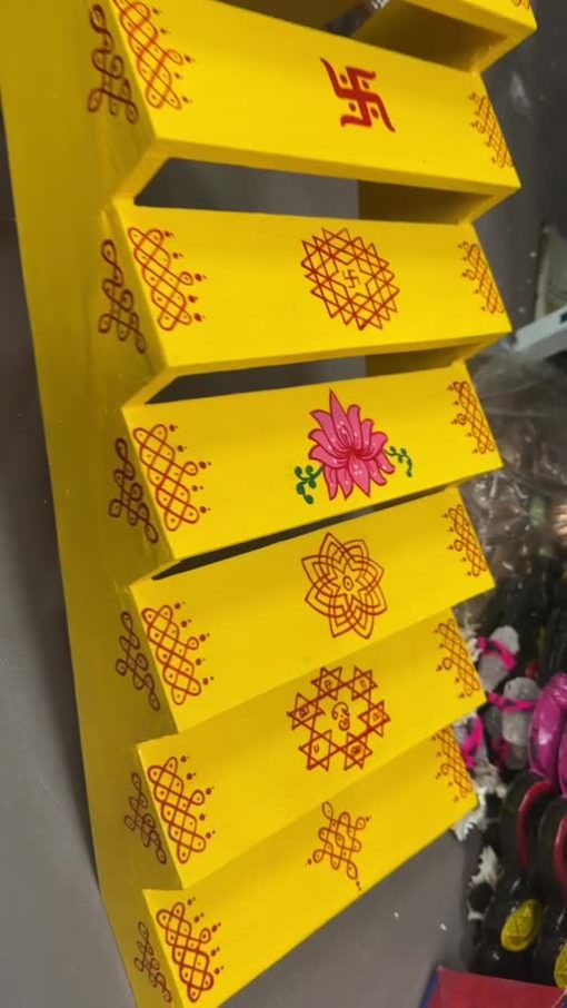 Yellow Golu Stand – Actual Angled View captured from the actual product video