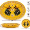 Yellow Peacock Decorative Pooja Thali with Bowls – 27cm Yellow peacock decorative pooja thali with two bowls, 27 x 27 x 3 cm