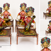Handcrafted metal Rajasthani musician figurine on decorative charpai