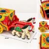 Hand-painted wooden horse cart storage box with four compartments