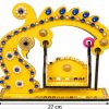 Yellow Peacock Decorative Jhula Swing with Blue Stones Decorative peacock jhula swing 27 cm width 25 cm height 7 cm depth