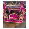 Pink Peacock Decorative Jhula Swing with Gold Trim Decorative peacock jhula CS14208 front view