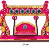 Pink Peacock Decorative Jhula Swing with Gold Trim Decorative peacock jhula with 27 x 25 x 7 cm measurements