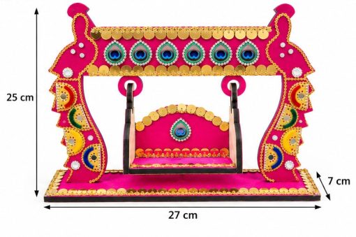 Decorative peacock jhula with 27 x 25 x 7 cm measurements