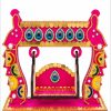 Pink Peacock Decorative Jhula Swing with Gold Trim Peacock jhula CS14208 white background