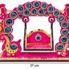 Pink Peacock Feather Arch Decorative Jhula Swing Decorative peacock jhula with 27 x 25 x 7 cm measurements