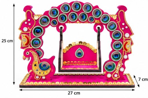 Decorative peacock jhula with 27 x 25 x 7 cm measurements