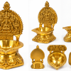 Pure brass Ashtalakshmi vilakku clean white background multiple views