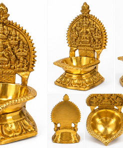 Pure brass Ashtalakshmi vilakku clean white background multiple views
