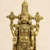Pure Brass Lord Venkateswara Statue – 11 cm Close-up detail of the gold-tone Lord Venkateswara statue